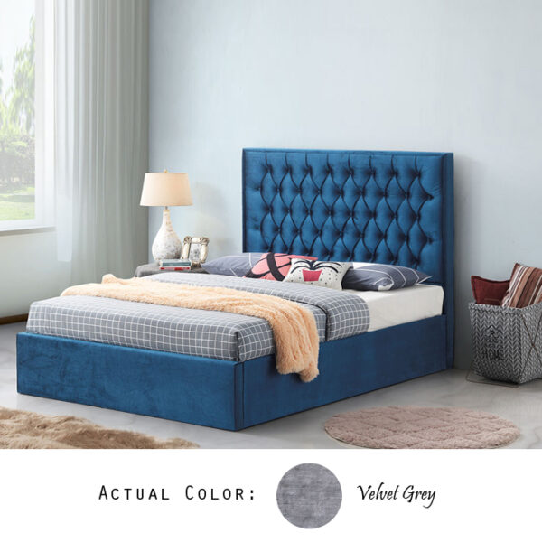 Will Storage Bed Queen Velvet Grey