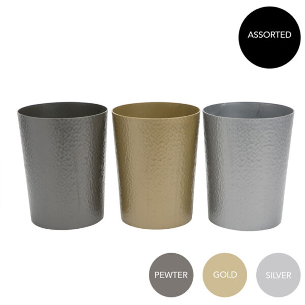 Hammered Round Trash Can Assorted 10L