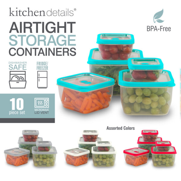 10 Piece Square Clear View Top Durage Storage Set