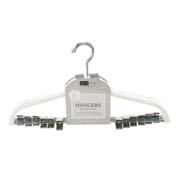 6 Pack Velvet Suit Hanger With Clips White