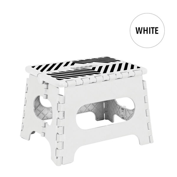 Fold Step Stool Stripe 9" White