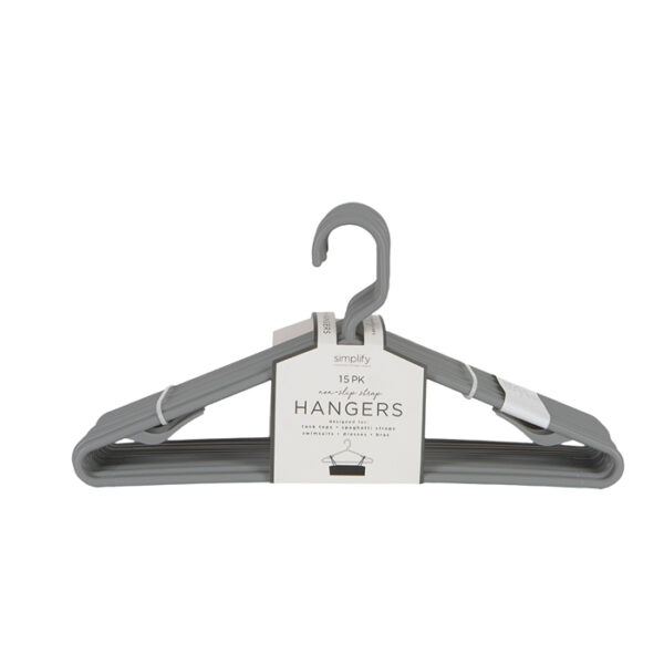 Grey 15 Pack Heavy Duty Plastic Hanger With 2Hooks
