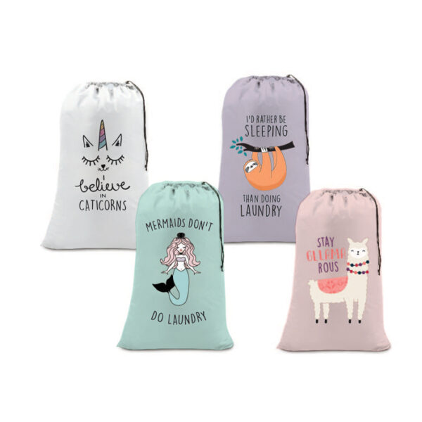 Laundry Bag Nylon With Quote & Characters Printed