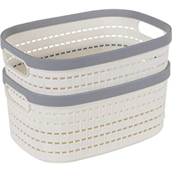 2 Pack Medium Plastic Basket Weave Tote