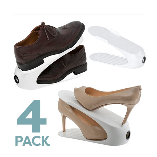 4 Pack Shoe Slot Space Saver White