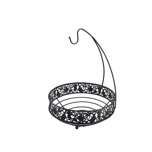 Round Fruit Basket With Banana Tree Black