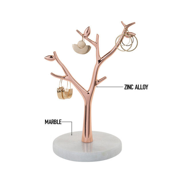 Jewelry Tree Rose Gold With White Marble Base