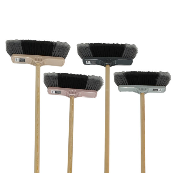 Deluxe Broom With Natural Wood Handle Assorted