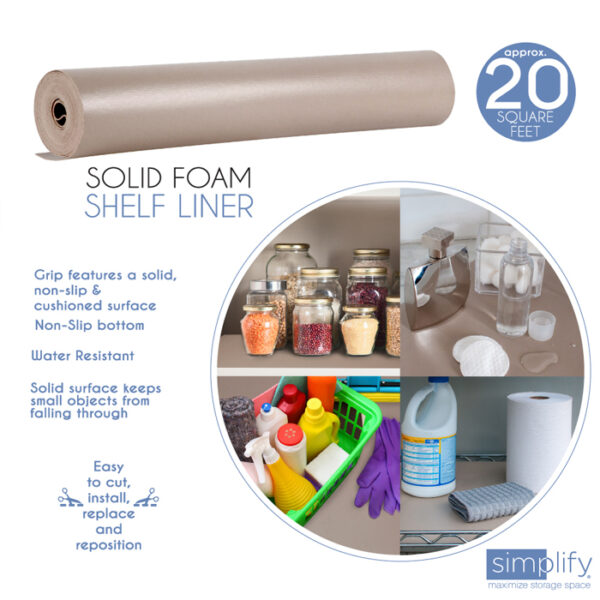Solid Foam Shelf Liner 20"x12Ft Taupe