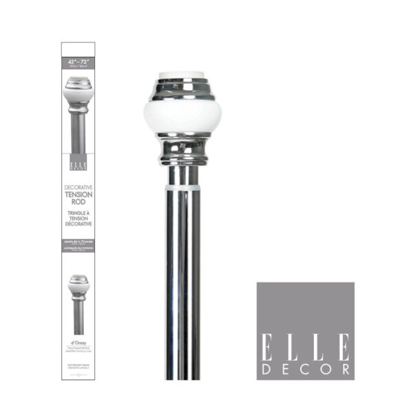 Tension Rod Chrome & White 42-72"