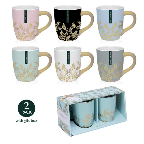 2 Pieces Set Ceramic Coffee Mug With Gold 16Oz