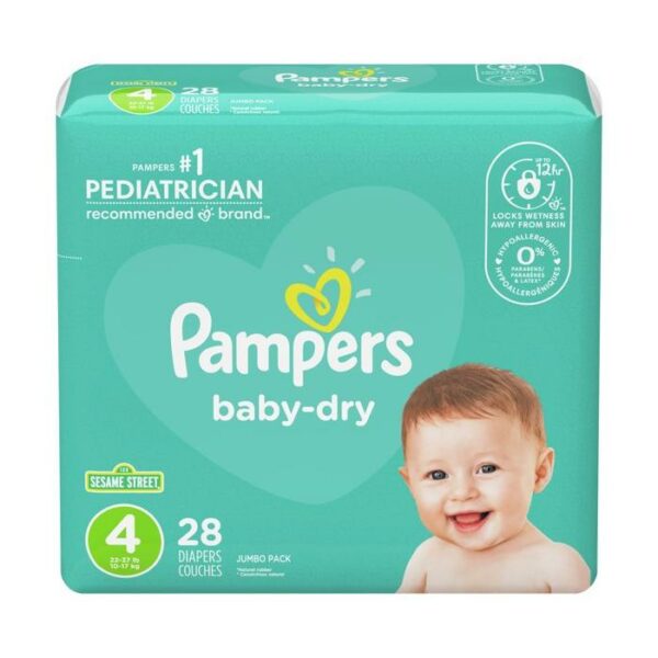 Pampers Baby Dry 28 Ct Diapers Size 4 Jumbo Pack