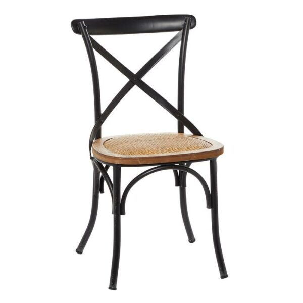 Wooden Metal Chair Antique Black 19.5"W,35"H