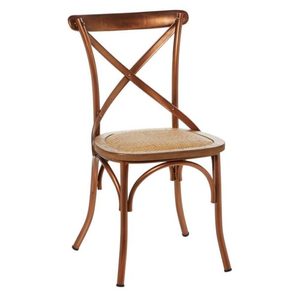 Wooden Metal Chair Antique Copper 19.5"W,35"H