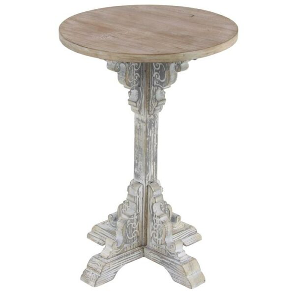 Wood Round Table White 15"W,23"H