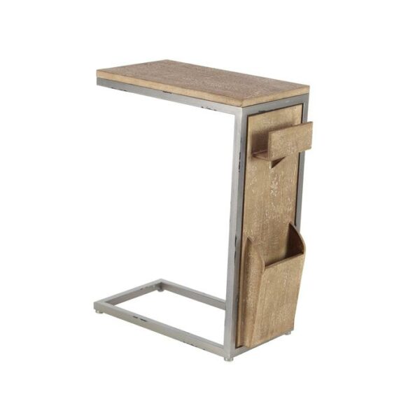 Wood Metal Side Table 20"W,24H