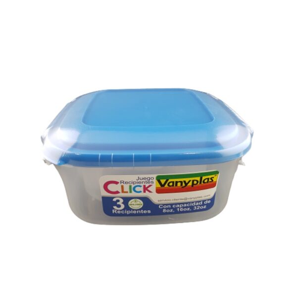 Vanyplas Plastic Bowl 3 Pieces White Lid Bleu