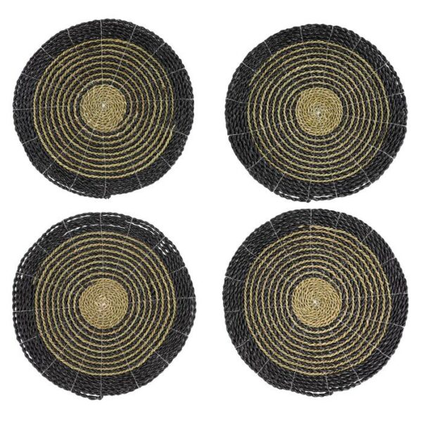 Dark Woven Round Grass Placemat Set Of 4 15"D