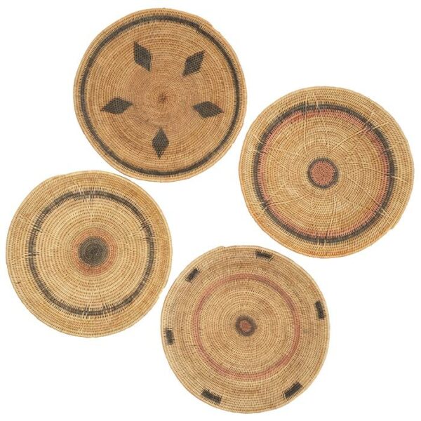 Round Woven Basket Wall Art Set Of 4 17" D