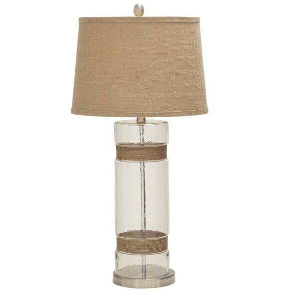 Glass Metal Jute Table Lamp 31"H