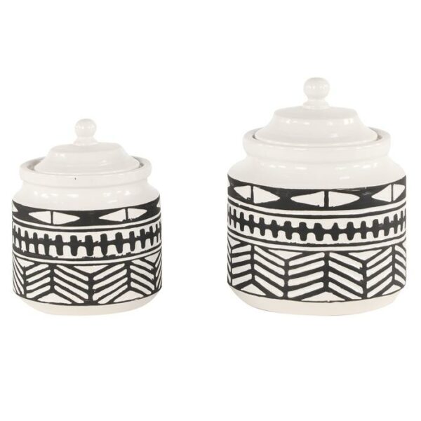 Ceramic Jar Set Of 2 9",8"H