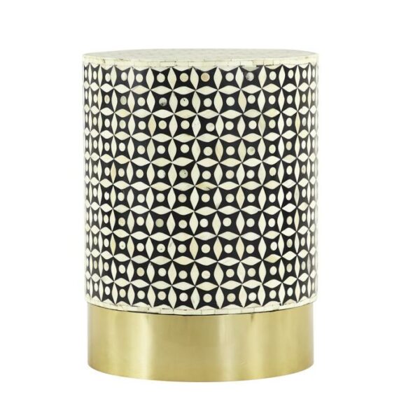 Bone Metal Wood Table 15"W,19"H