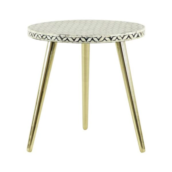 Bone Metal Wood Table 20"W,21"H
