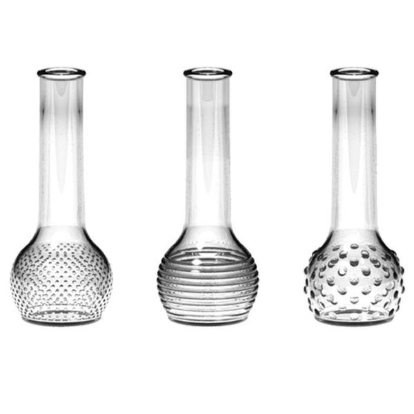 8 1/2" Dot-Dash Bud Vase Trio Crystal Assorted