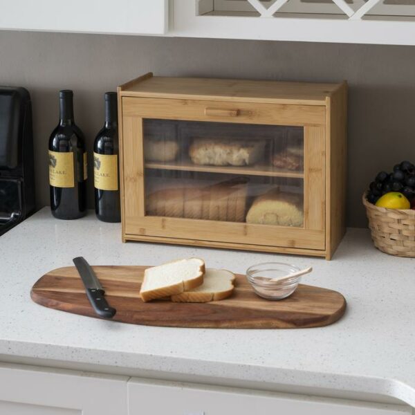 2 Tier Bamboo Bread Box With Window