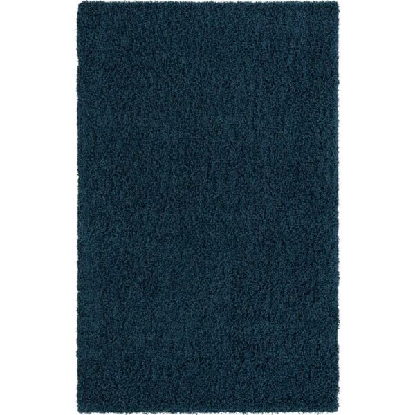 Solid Shag Rug Navy Blue 5X8 Rectangular