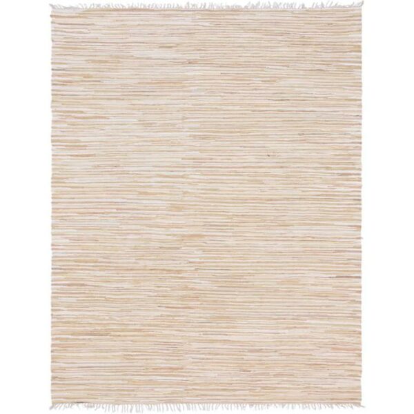 Striped Chindi Cotton Rug Beige 9x12 Rectangular