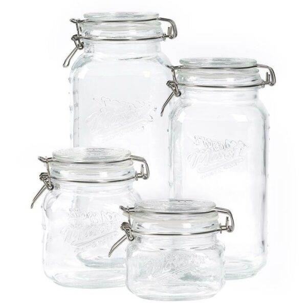 4 Pieces Glass Storage Jar Set