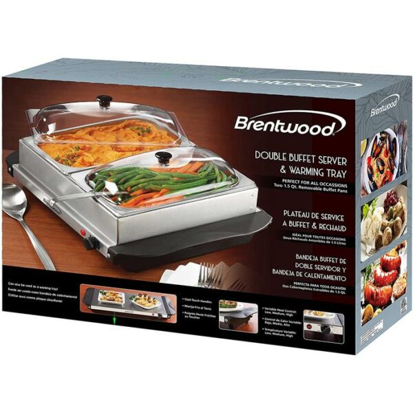 Brentwood 3-Quart 2 Pan Server & Warming Tray