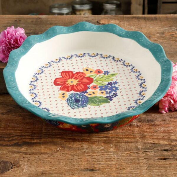 Gibson Dazzling Dahlias Pie Pan 11.5 In