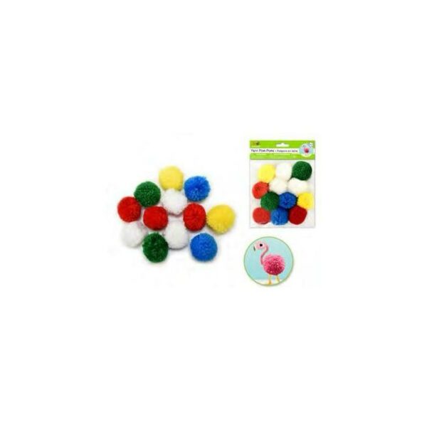 1.5" Primary Yarn-Poms 12 Pieces