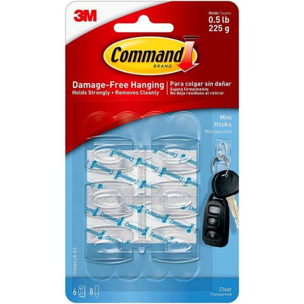 Utility Hook 6 Pack Mini Clear