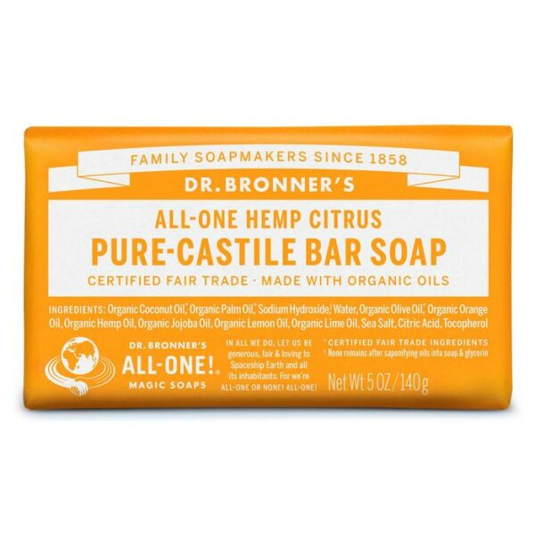 Dr. Bronne's Bar Soap Og3 Citrus Organic Hemp 5 Oz