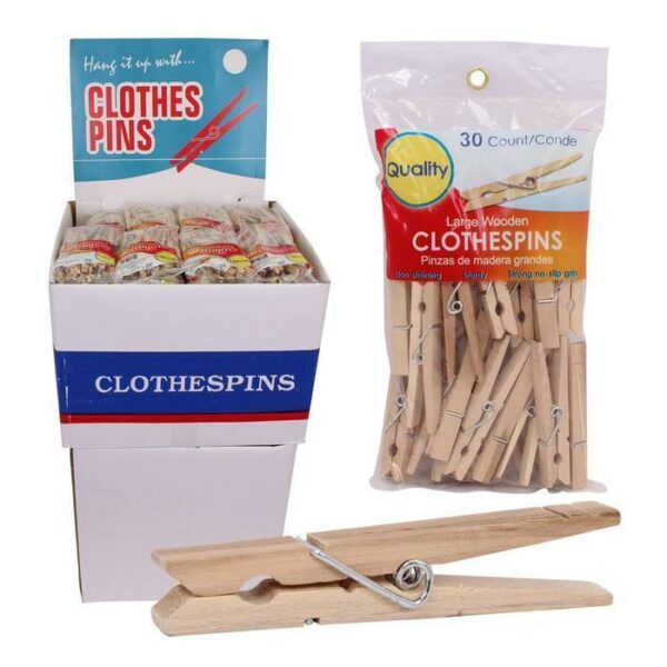 Large Wooden Clothespins 30 Count