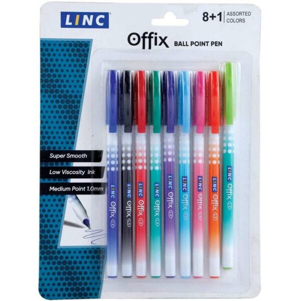 Linc Offix Ball Point Pen 9 Assorted Color