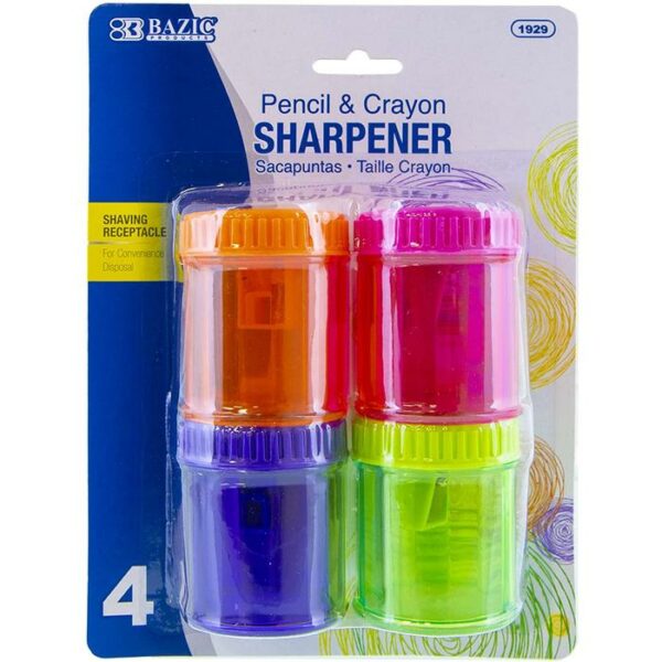 Single Side Hole Sharpener & Round Receptacle 4 Pk