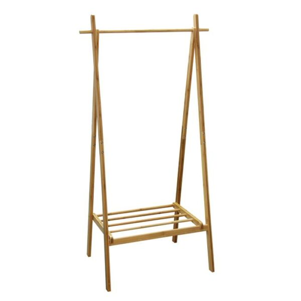 Bamboo Garment Rack With Shoe Shelf