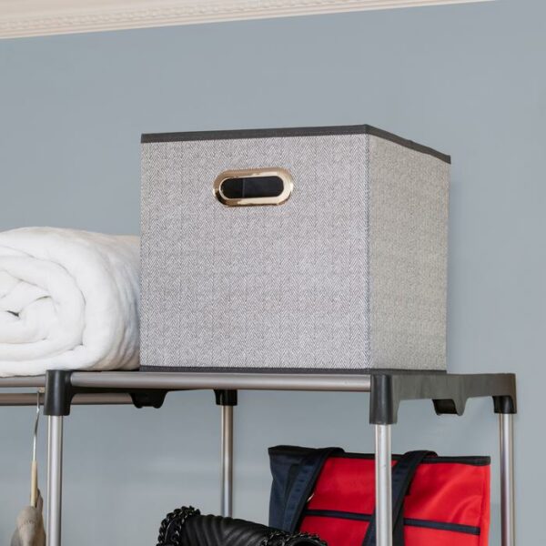 Storage Cube Herringbone Grey