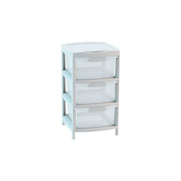 3 Large Drawer Tower With Top Organizer White