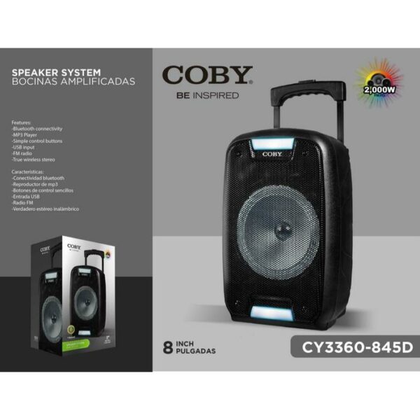 Coby 8" Speaker System Led Sceen,Mp3,Bt 2000W