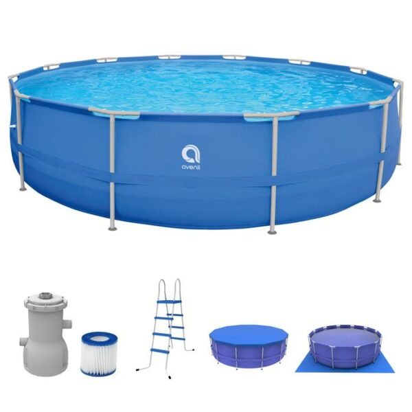 Round Steel Frame Pool Filter Pump 15 Feet