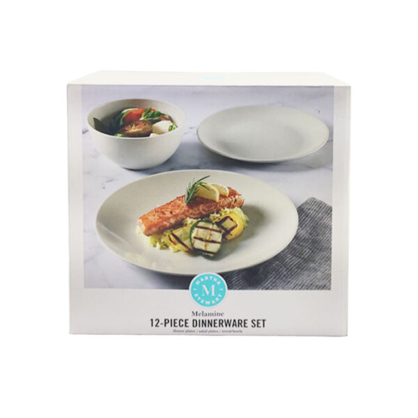 Melamine 12 Pieces Dinnerware Set  Cream