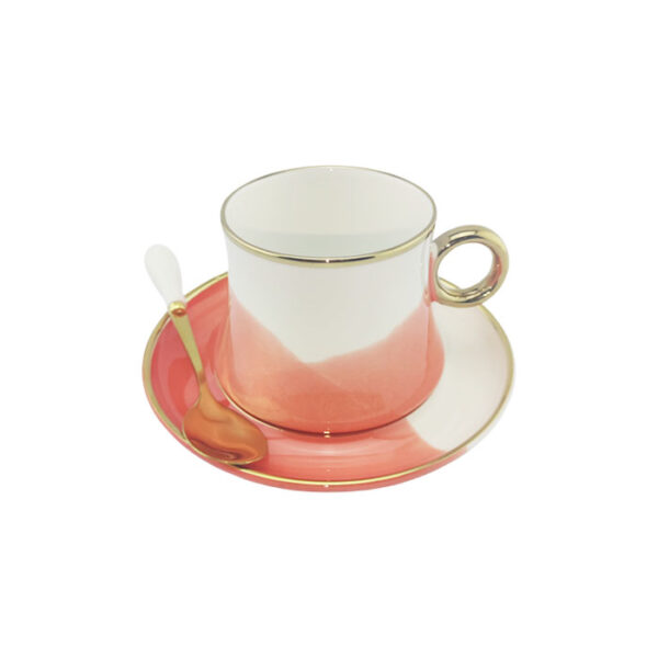 Ceramic 1 Piece Coffee Mug With Saucer & Spoon
