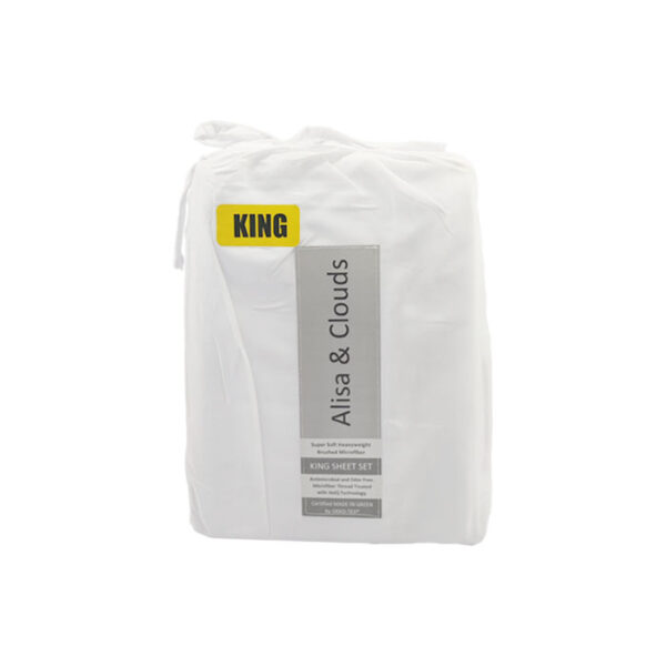 Alisa & Clouds Anti Microbial Sheet Set King White