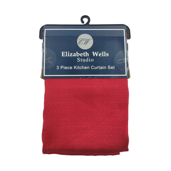 Prestige 3 Piece Kitchen Curtain Set Red 58"x14"