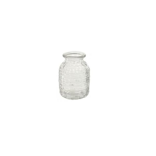 Glass Vase With Wide Mouth Woven Design 14.5 Cm